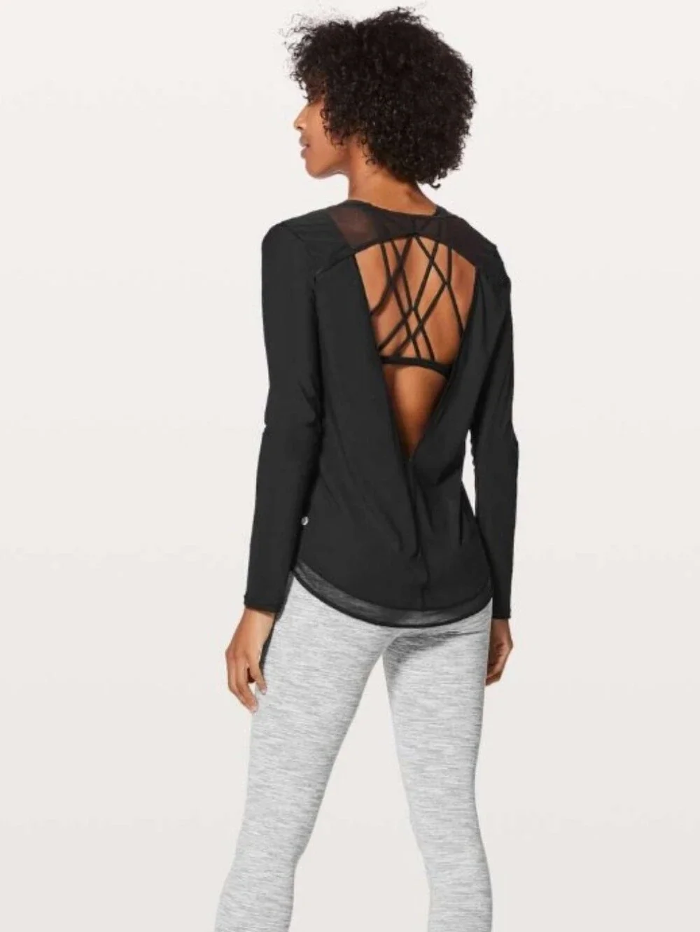 Lululemon Mix & Mesh Long-Sleeve Black Top Size 10
